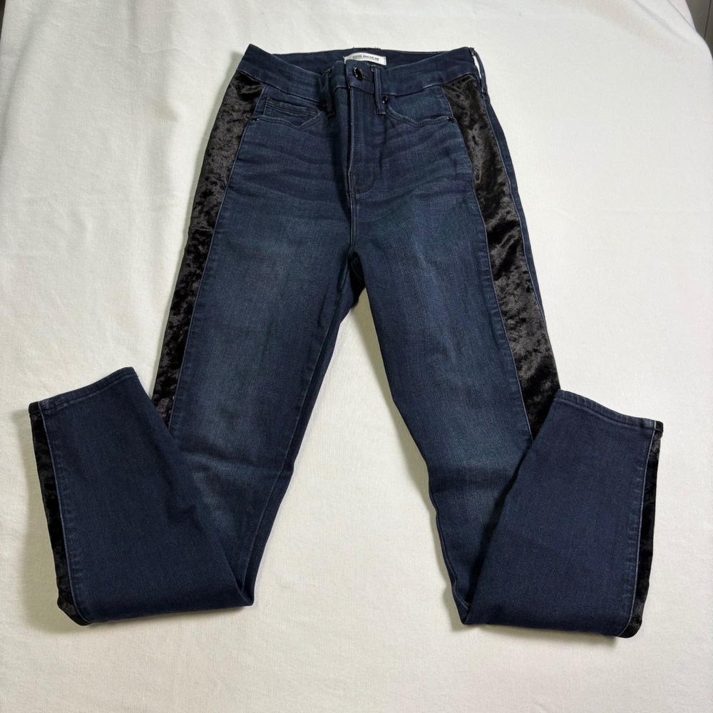 Good American, Good Waist Crop Jeans, Dark Blue, Size 0/25, MSRP $169